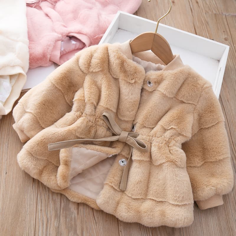 3510 Kids' Clothing Girls' Autumn Winter New Coat Baby Girls Korean Style Thickened Wool Sweater Toddler Top Faux Fur