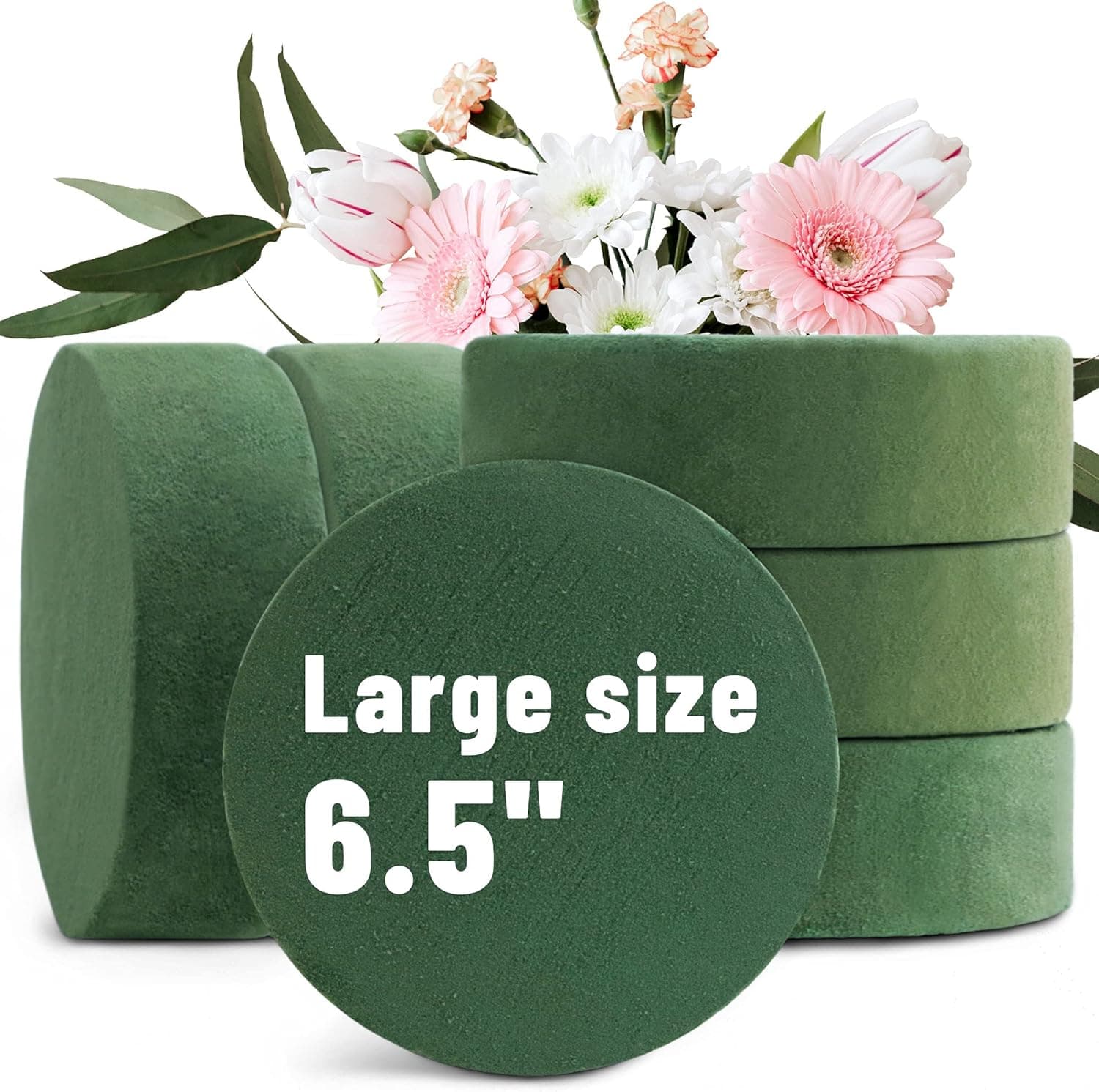6.5-inch Round Floral Foam Block for Wedding Flower Arrangement, High-Density Round Flower Mud for Flower Arranging