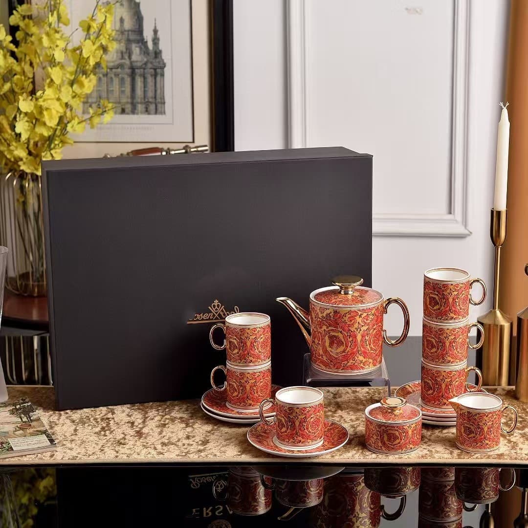 New Bone China Coffee Set 15-Piece Afternoon Tea Set 180ml Coffee Cup Wedding Housewarming Gift