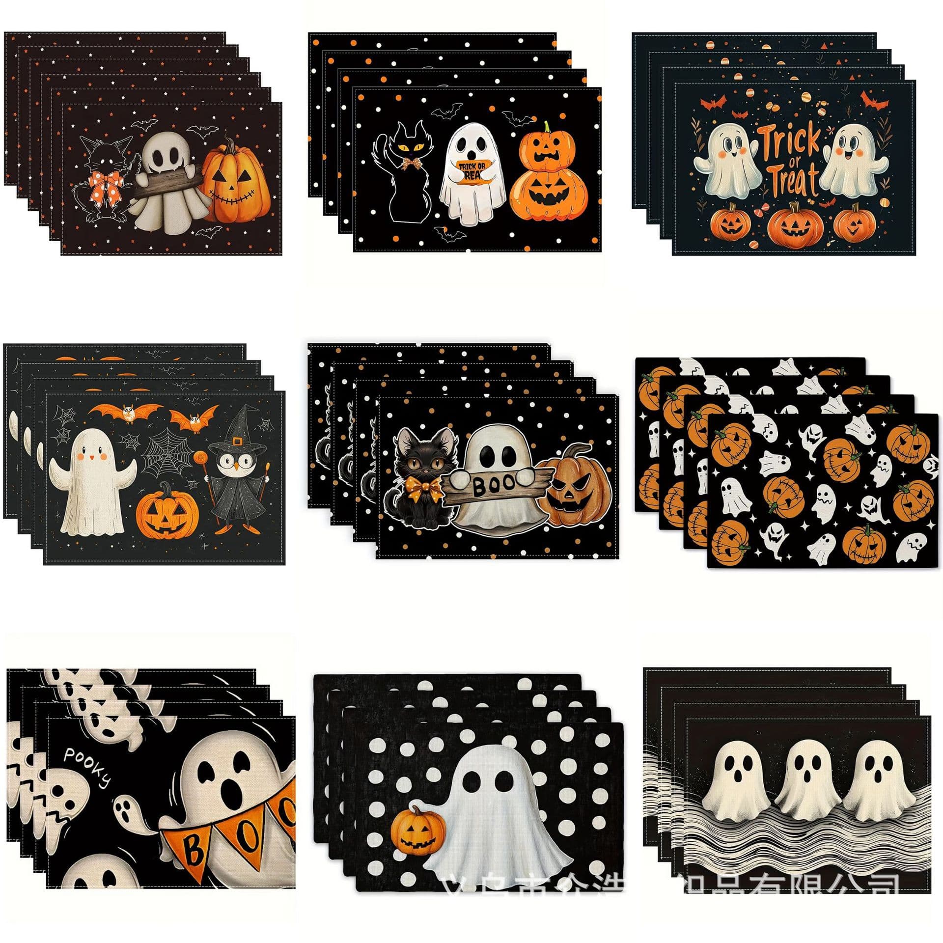 Halloween Decorative Crystal Velvet Placemat Amazon Halloween Ghost Decor Restaurant Waterproof Cross-border Placemat Series