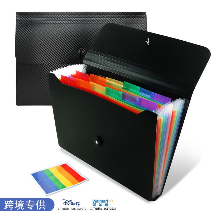 Colorful PP Accordion Folder 13-Grid Rainbow Accordion File Folder Office Document Suitable for Organizing Office Documents