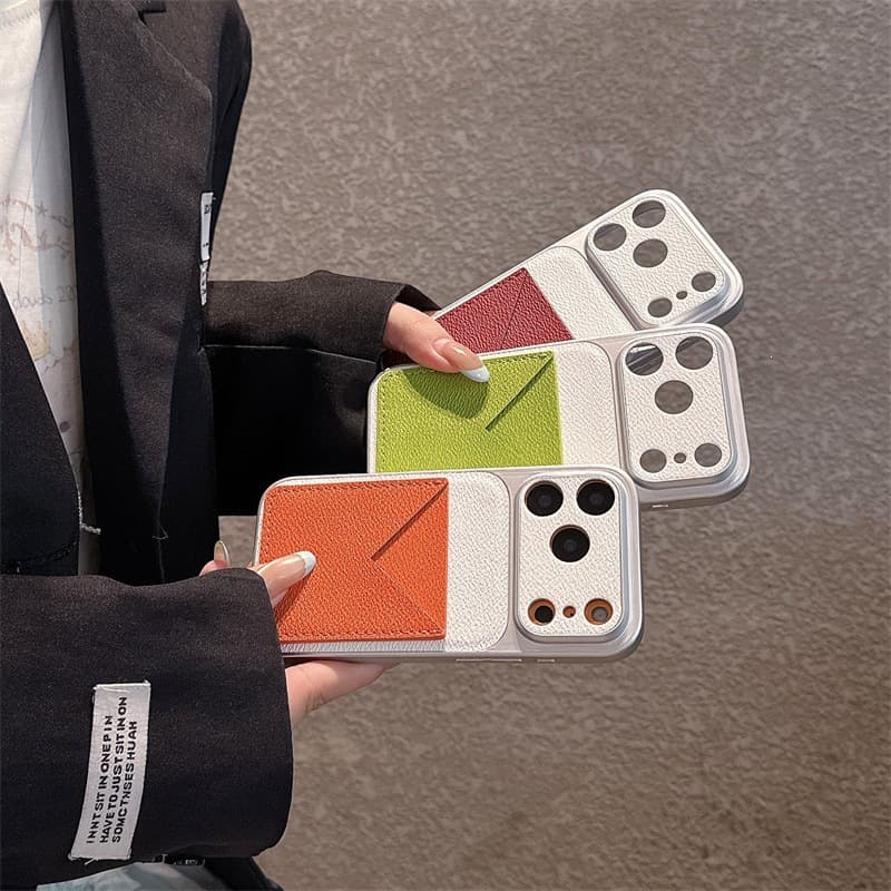 Suitable for Apple 17pm all-inclusive mobile phone case iPhone16 litchi pattern leather case card bag 15pm card bag fine hole 13