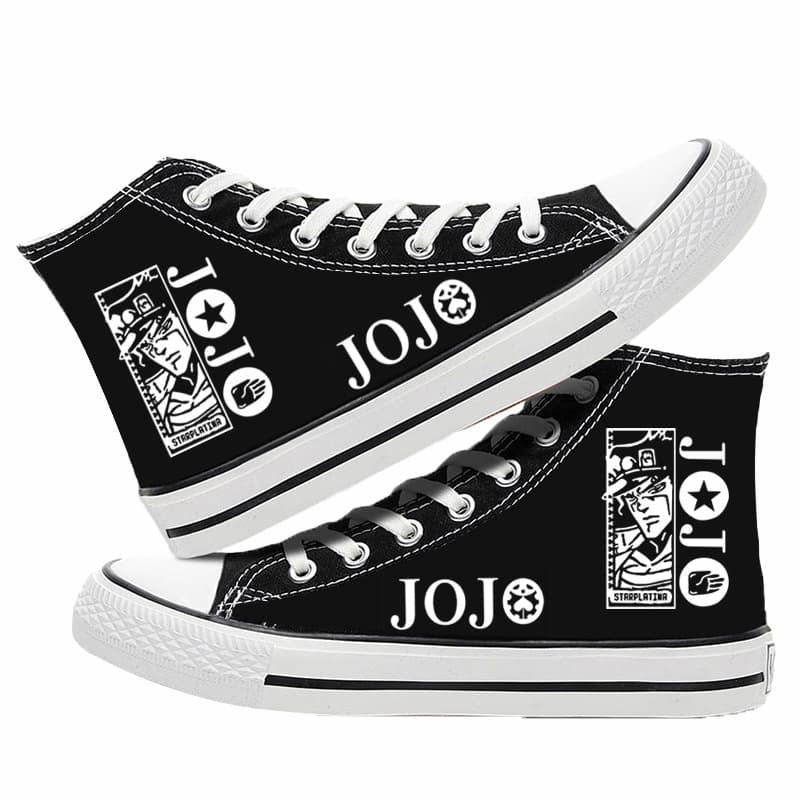 Fashionable sneakers for couples, JoJo's Bizarre Adventure anime merchandise, high-top canvas shoes for male and female students