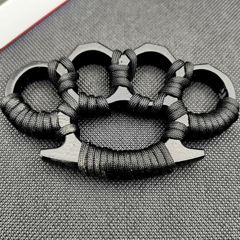 Classic Rope Knuckle Duster Four-Finger Self-Defense Anti-Harassment Knuckle Punch Car Window Breaker Escape Tool Outdoor Hand Support