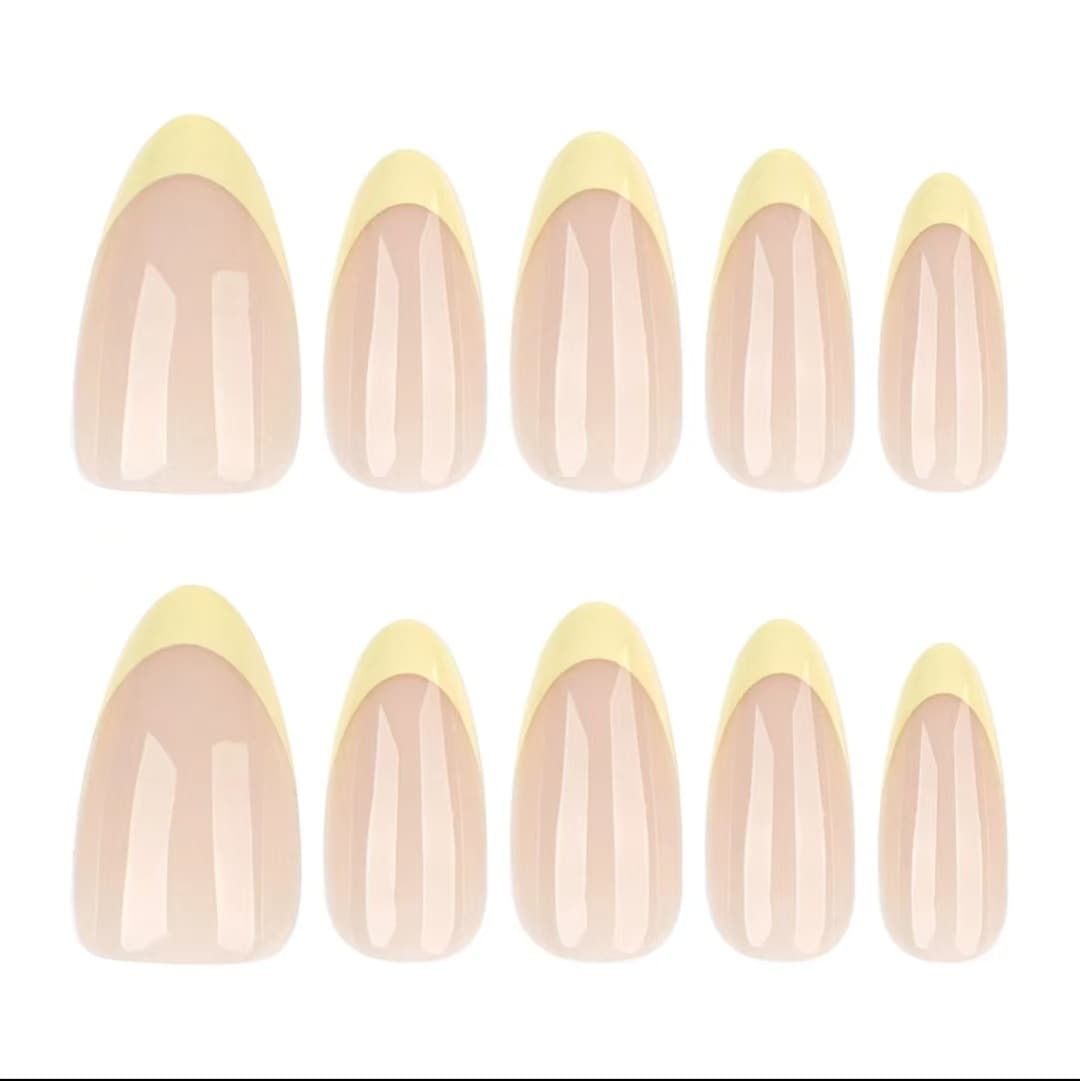 New Yellow French Wearable Nails, Simple Short Style, Creamy MY-0876