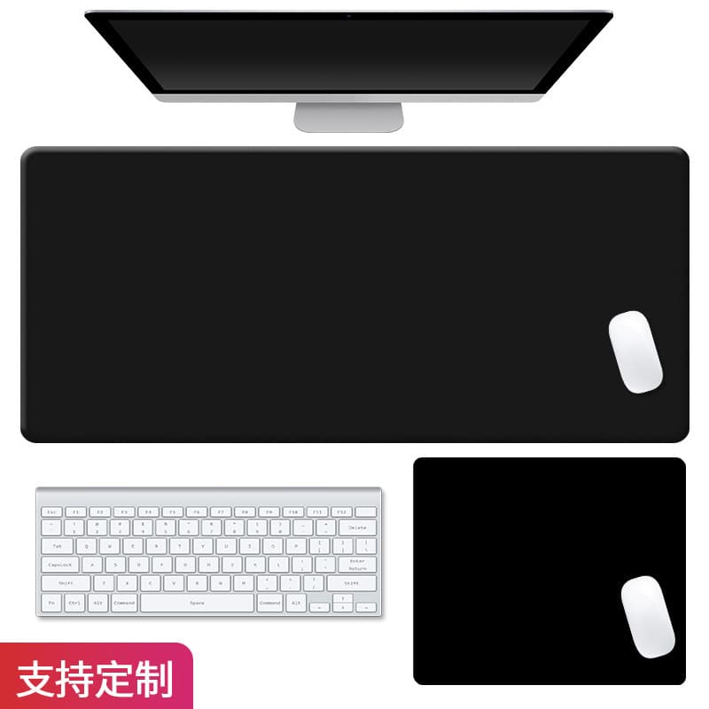 Factory Direct Stock Black Advertising Mouse Pad, Rubber Black Thickened Stitched Edge, Black Extra Large Mouse Pad