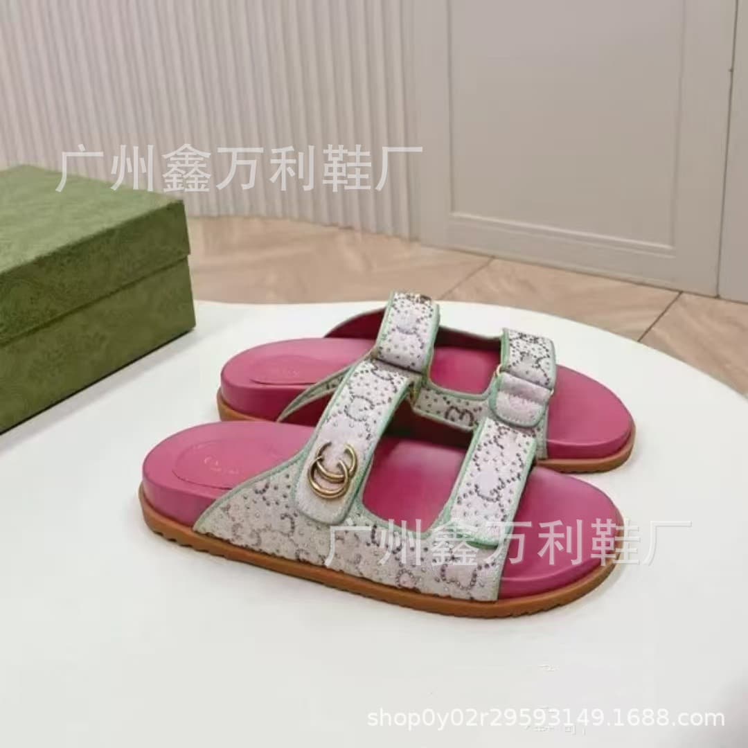G Home 2024 Summer New Sandals Women's Velcro Open Toe Versatile Fashion Roman Beach Slippers Thick Sole Height Increase