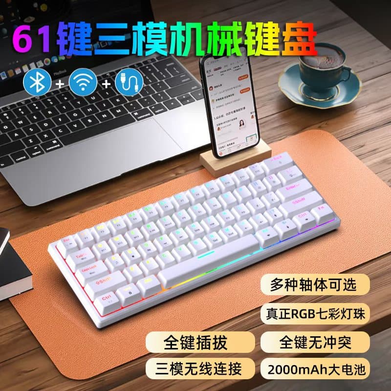 Factory Direct 68-Key Wireless Bluetooth Tri-Mode RGB Mechanical Keyboard, Hot-Swappable for PC, Laptop, Gaming