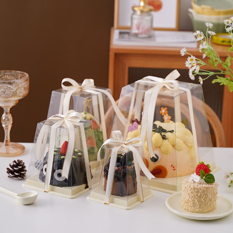 Transparent 3/4/5/6 inch heightened transparent box volcano shaped birthday French cake box Western pastry baking box