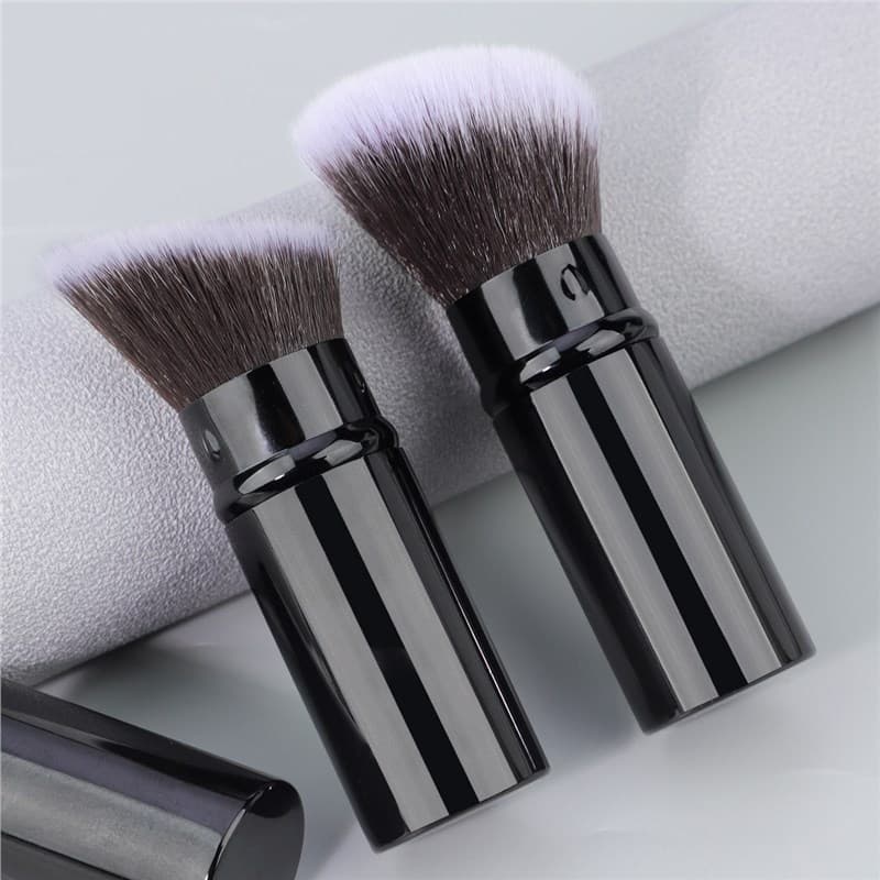 Full Aluminum Tube with Cap Mini Portable Retractable Makeup Brush Blush Brush Powder Brush Dustproof Multi-Function Makeup Beauty Tool