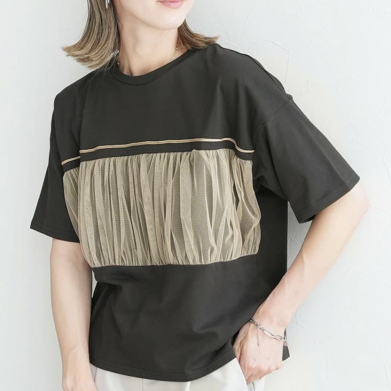 Multiplication New Style Heavy-Duty Quilted Mesh Patchwork Women's Cotton T-Shirt, Breathable Short-Sleeve Top