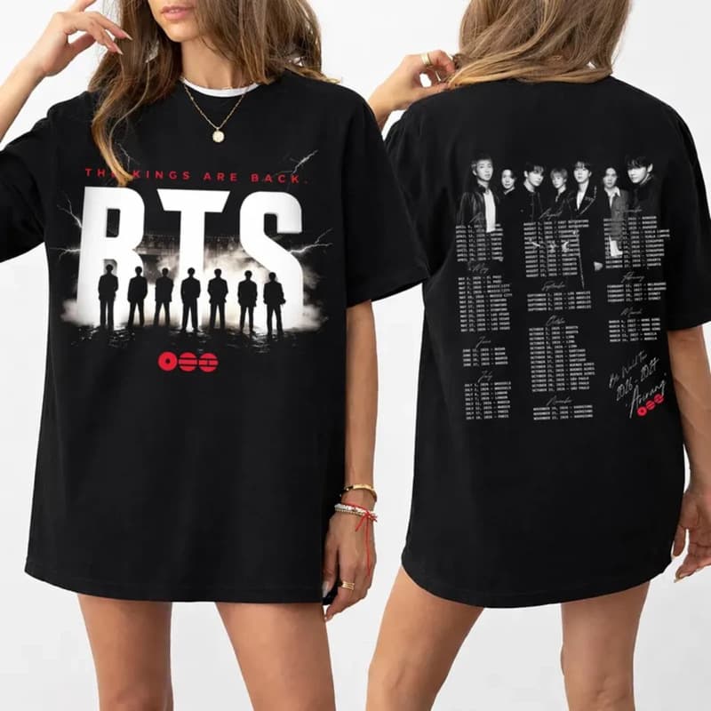 European size cotton BTS travel shirt 2027 Bangtan Army