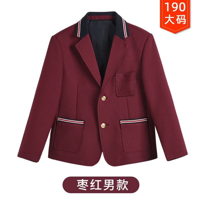 Children's small suit boys and girls solid color college style suit jacket autumn older children's student navy blue standard school uniform