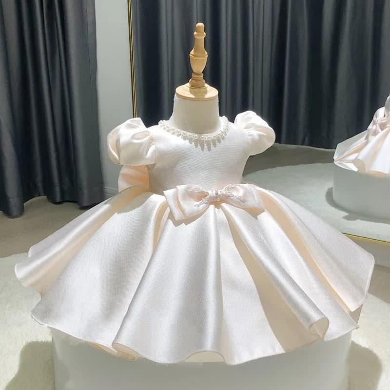 New Children's Formal Dress High-End Beaded Girls' Dress Flower Girl Wedding Dress Puffy Princess Dress Steel Stage Performance Costume