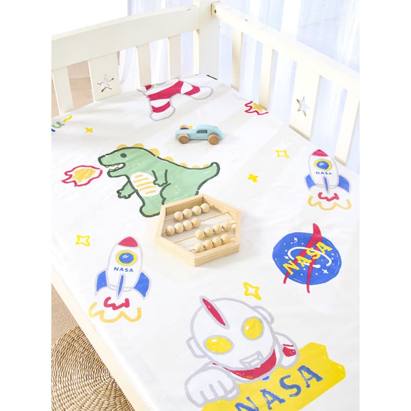 Class A Pure Cotton Baby Crib Fitted Sheet, Baby Bed Sheet, Children's Splicing Bed Bedding, Kindergarten Mattress Cover, Wholesale