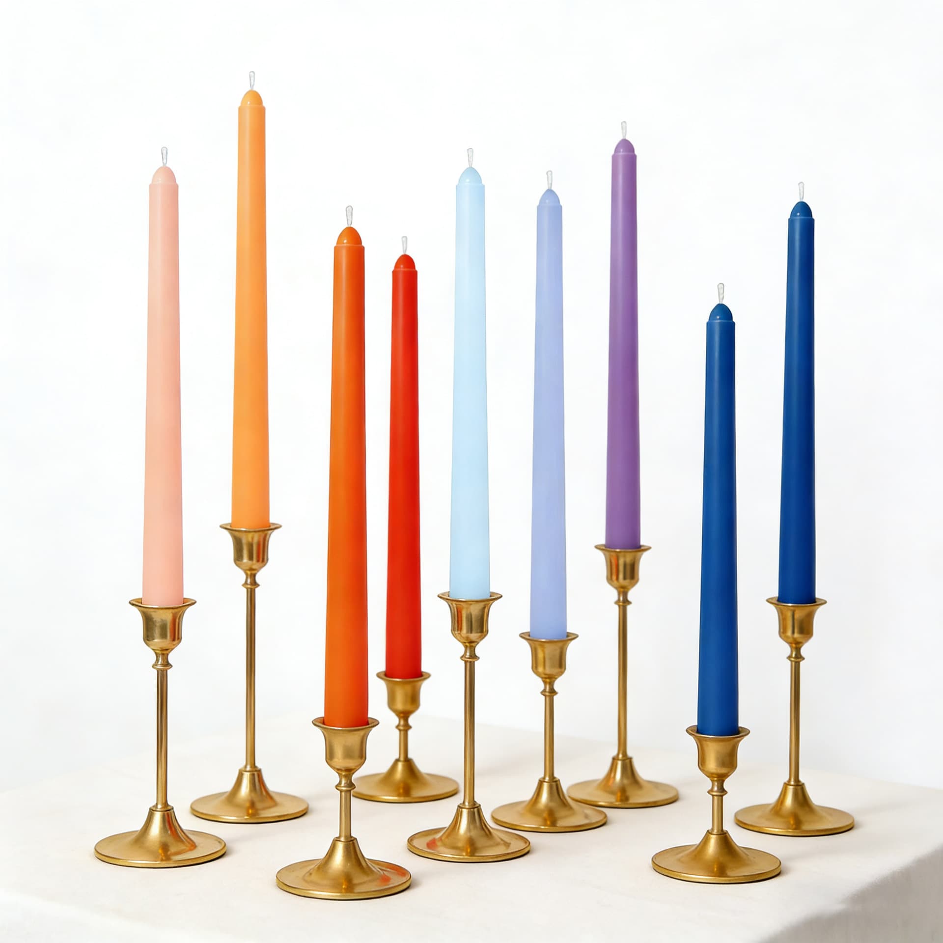 Ins Smokeless Romantic Colored Long Taper Candles European Wedding Western Dining Banquet Decorative Candles