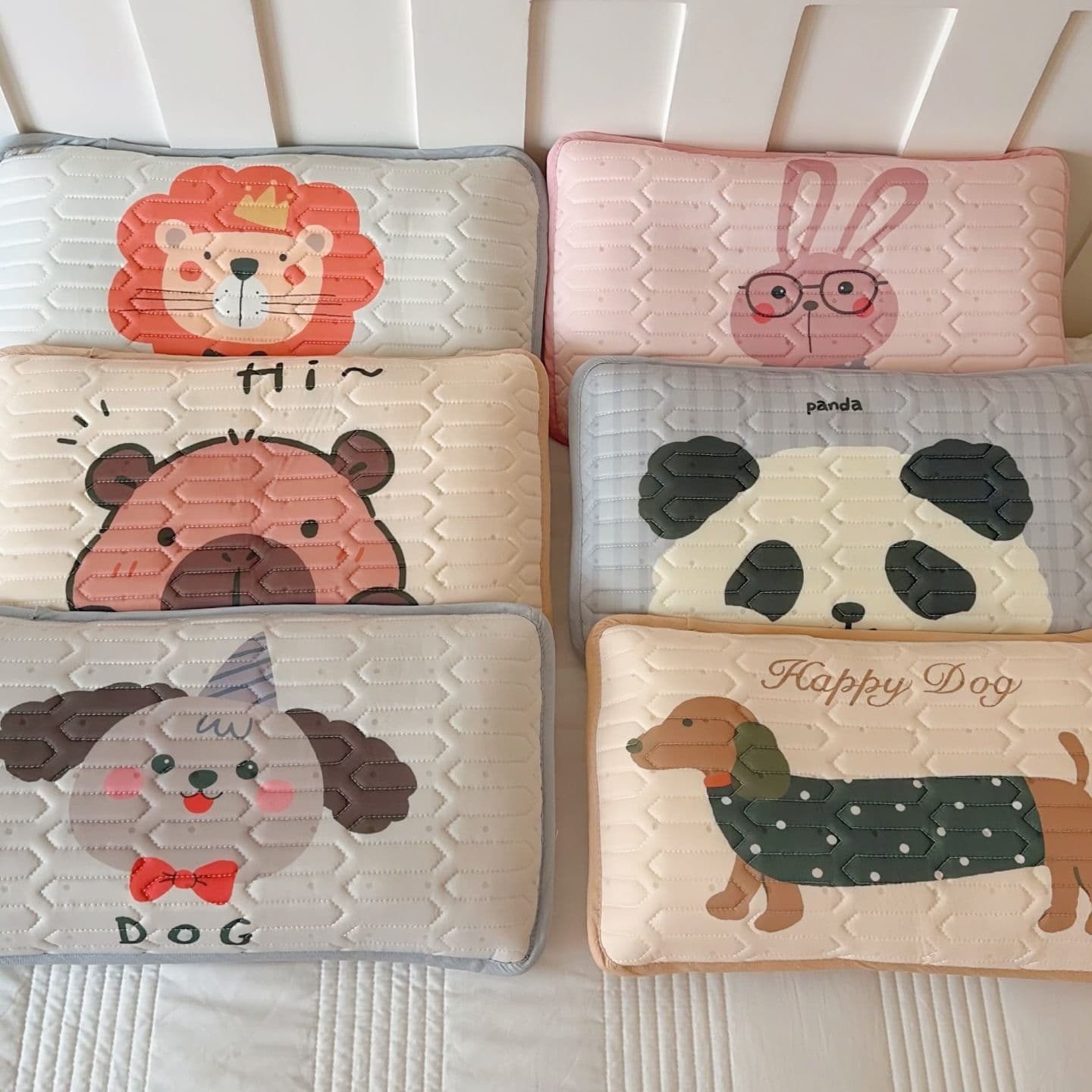 Children's Cartoon Cooling Ice Silk Latex Pillowcase Cooling Mat Toddler Bed Sheet Play Blanket Latex Cooling Mat Set