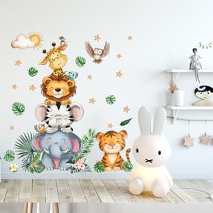 English Hello Cartoon Animal Wall Sticker Door Sticker Fridge Sticker Kids Room Background Wall Decorative Wall Sticker