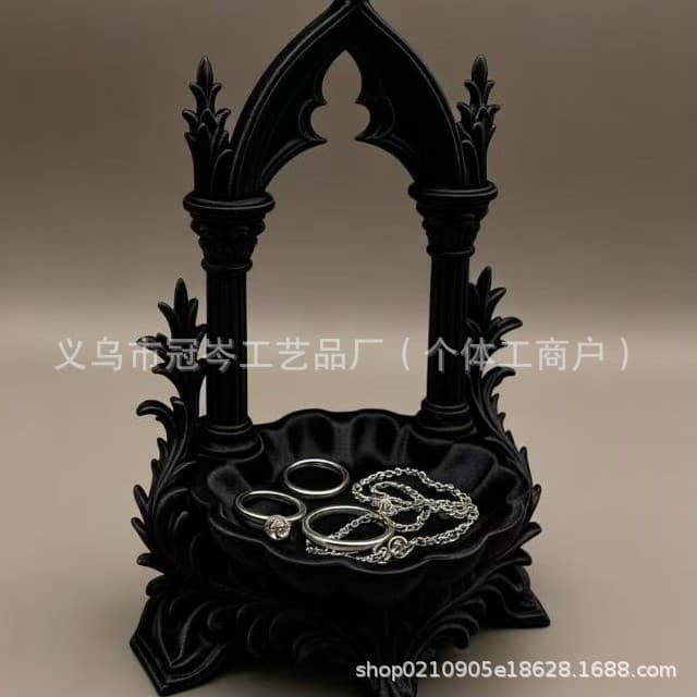 Sweet Gothic Church-Shaped Jewelry Tray for Desktop Decoration and Storage with a Girly Aesthetic