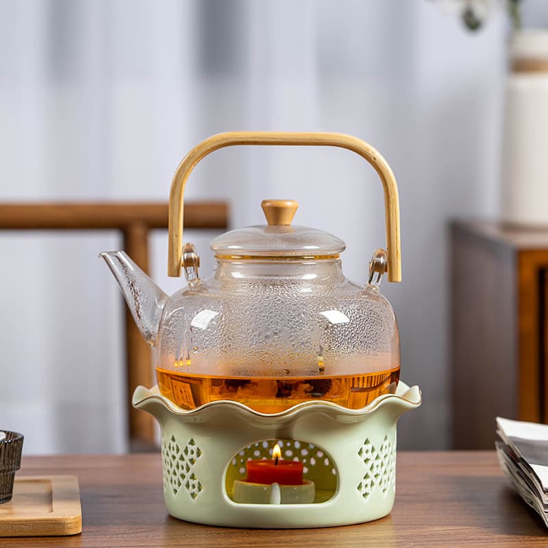 Ceramic lace-edged tea warmer, candle-shaped tea stove, teapot heater, Nordic-style tea warmer