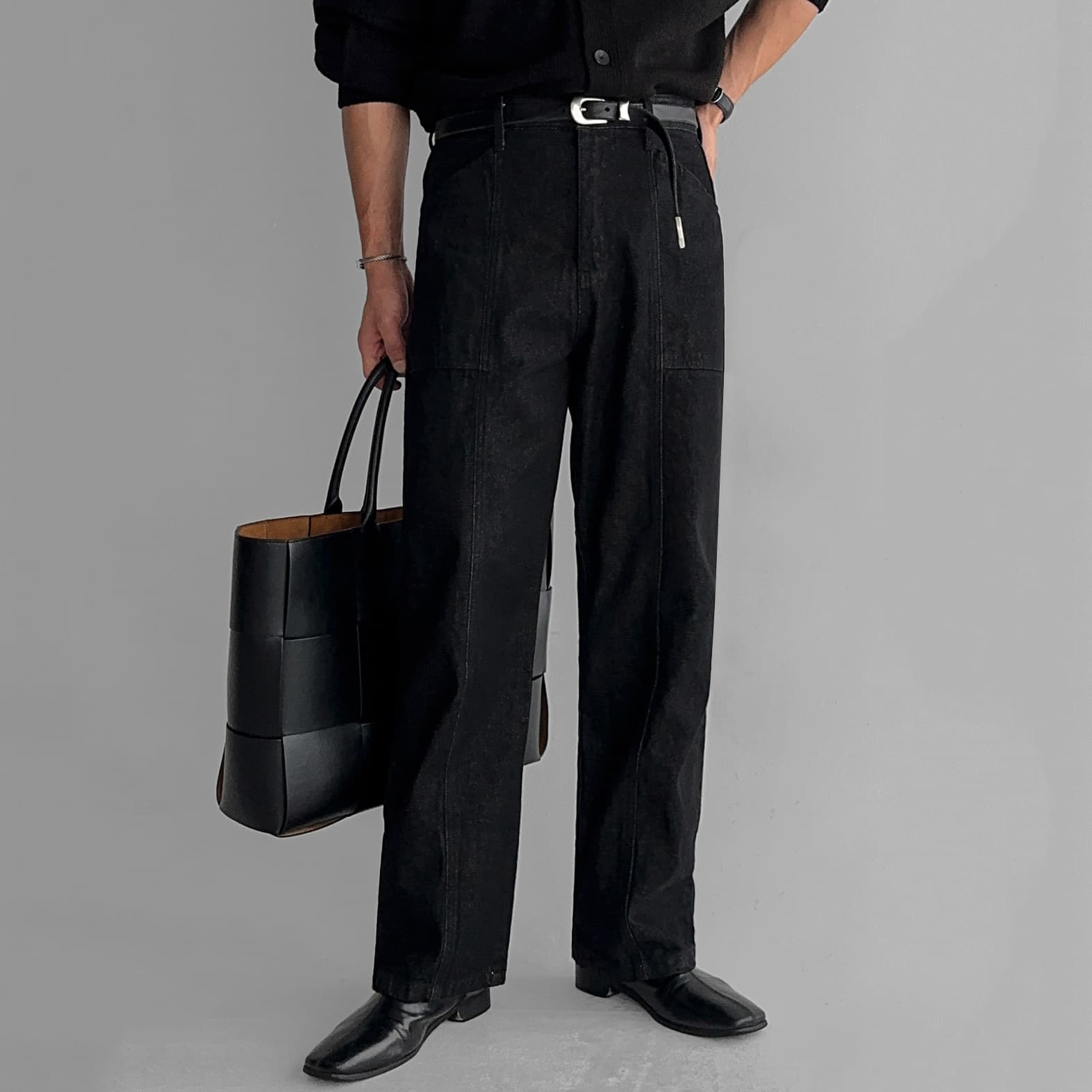 MYQ Straight-Leg Jeans for Men, Autumn Loose Casual Pants, Korean Commuter Style Washed Long Pants