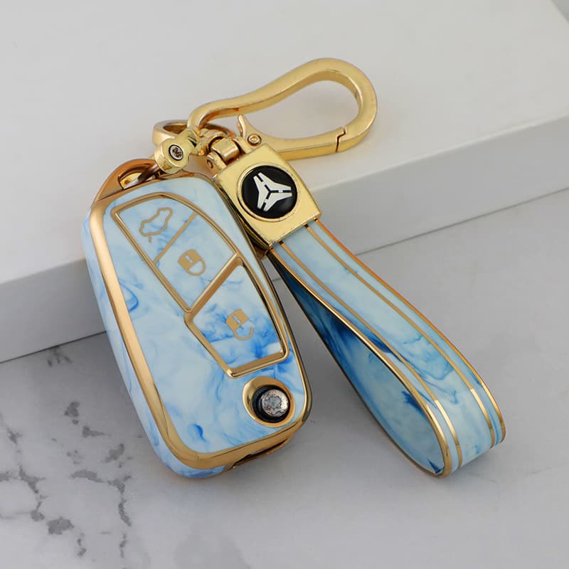 Fiat Car Key Case TPU Marble Pattern High-End Imported Material Customizable Design Suitable for Bravo 500 Grande Punto