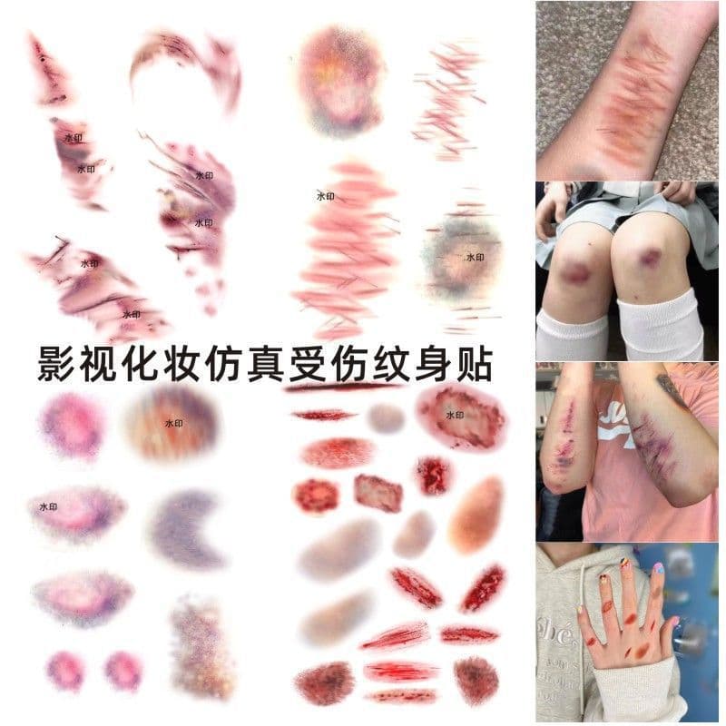 Halloween Festival Scar Simulation Scar Stickers for Arms, Personalized Water Transfer Tattoo Stickers, Cartoon Concert Face Stickers