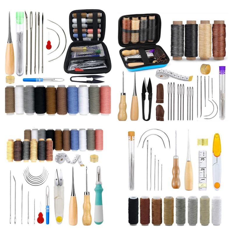Cross-border New Black Thread Leather Hand Sewing Leather Kit Leather Craft Tool DIY Kit Supports Customization