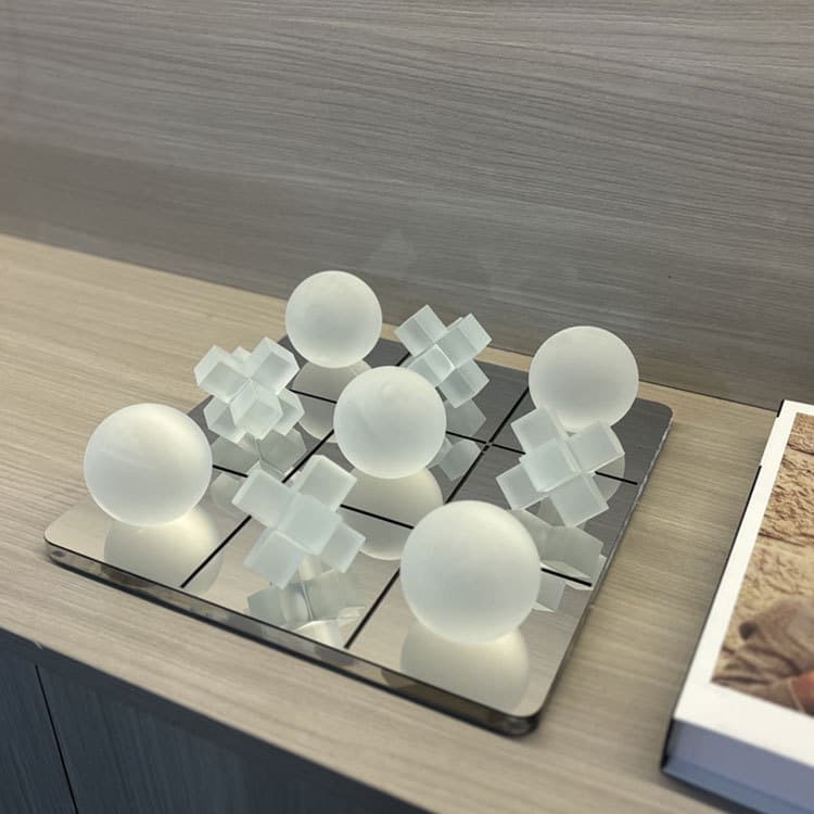 Simple Modern Square High-End Crystal Chess Board Decoration for Hotel Showroom Living Room Entryway Tabletop Soft Decor Craft