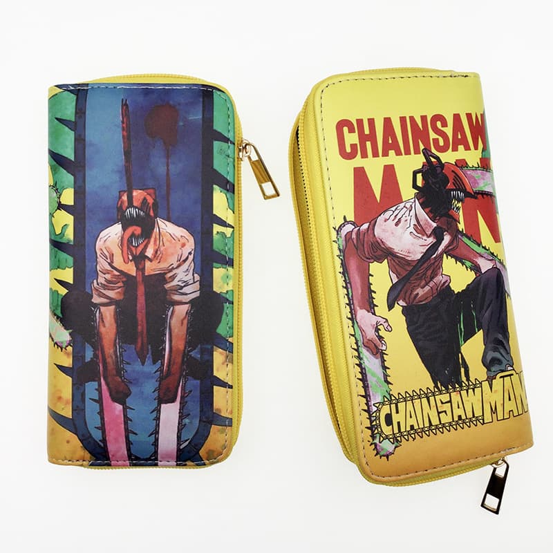 Japanese Anime Chainsaw Man Zipper Wallet Dark Fantasy Shonen Manga Chainsaw Man Long PU Coin Purse Wallet
