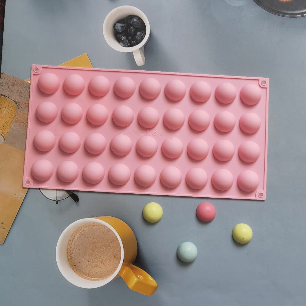 36-Cavity Small Semi-Circle 438 Chocolate Cake Silicone Mold for Jelly, Egg Tart, Bread Baking Tool