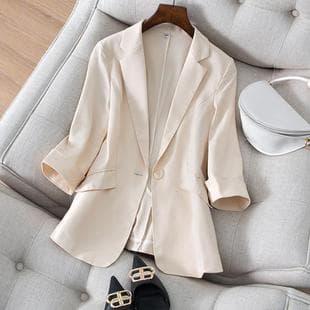 White Blazer 2026 New Women's Spring Summer Thin Korean Slim Fit Figure-Flattering Elegant Lady Suit Jacket