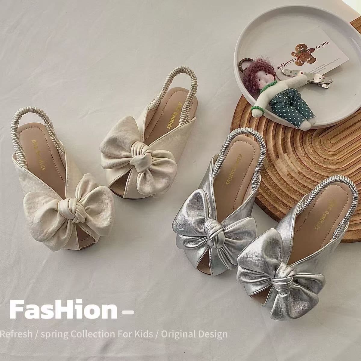 Girls' Sandals 2026 Little Girl Bow Princess Shoes Elastic Band Fashionable Stylish Korean Style Children's Shoes