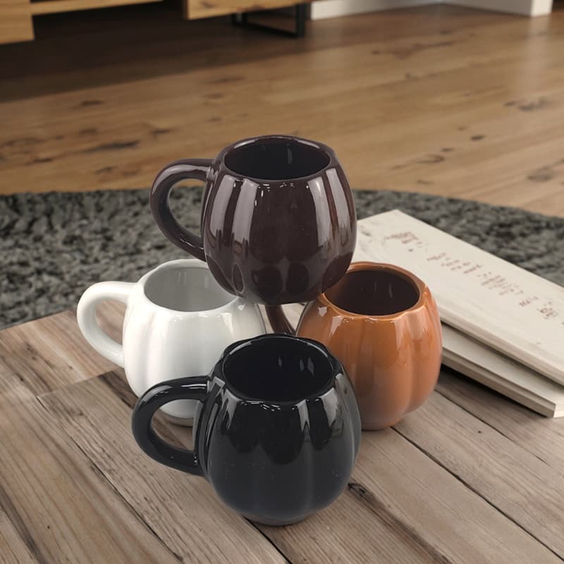 Factory Wholesale Halloween Ceramic Mug Pumpkin Shape Drinking Cup Custom LOGO Ceramic Coffee Cup