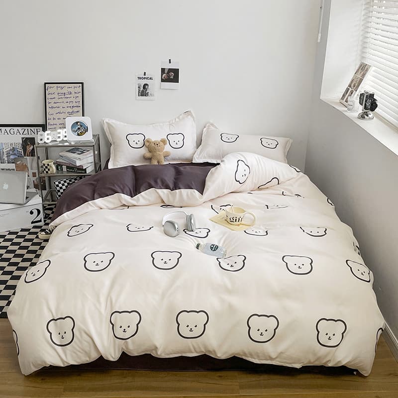 【Enjoy】Bear Doudou | Super Soft Ins Cartoon Skin-friendly Cotton 3-Piece Set 4-Piece Set