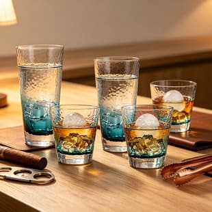 Mojito Juice Cold Drink Glass, Ins Dark Green Gradient Hammered Glass Cup, Highball Glass, Home Water Glass, Beer Glass