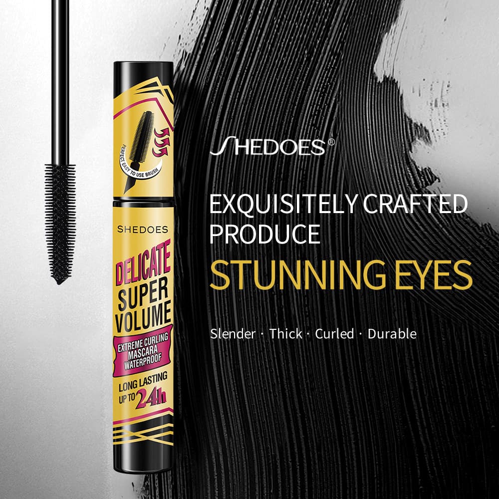 SHEDOES Cross-border Cosmetics Voluminous Lengthening 24H 3D Non-Smudge Long-Lasting Waterproof & Sweatproof Mascara