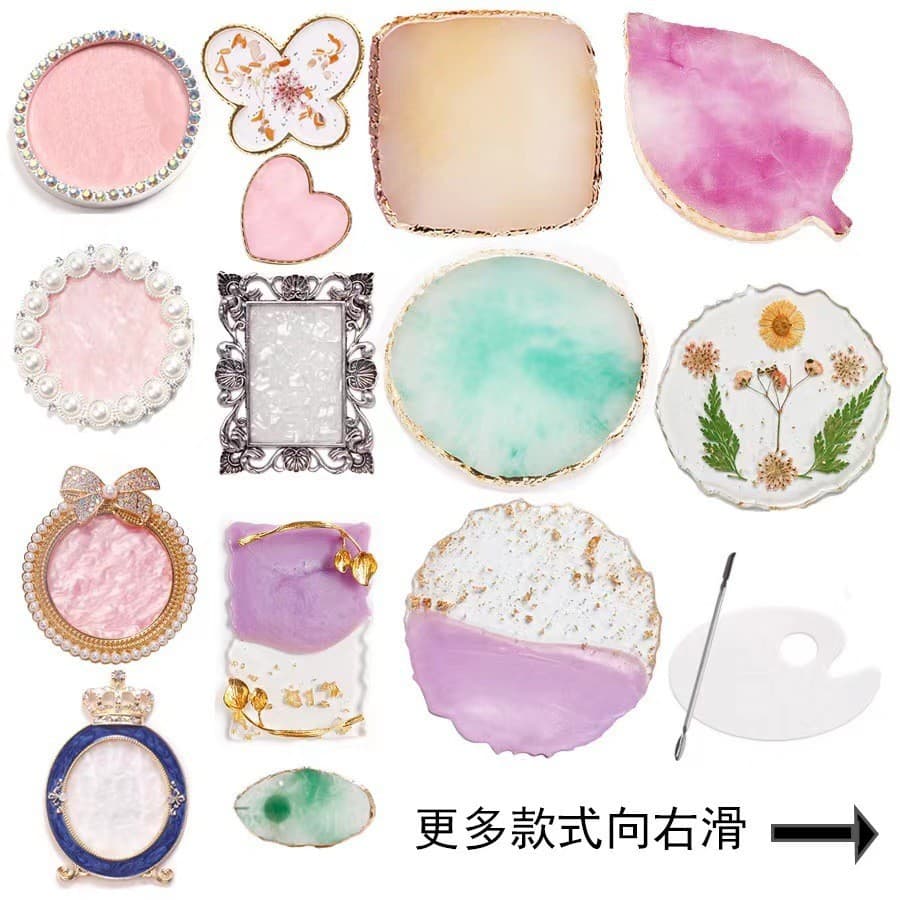 Cross-border nail art palette resin agate gold decoration painted palette nail display board tools wholesale