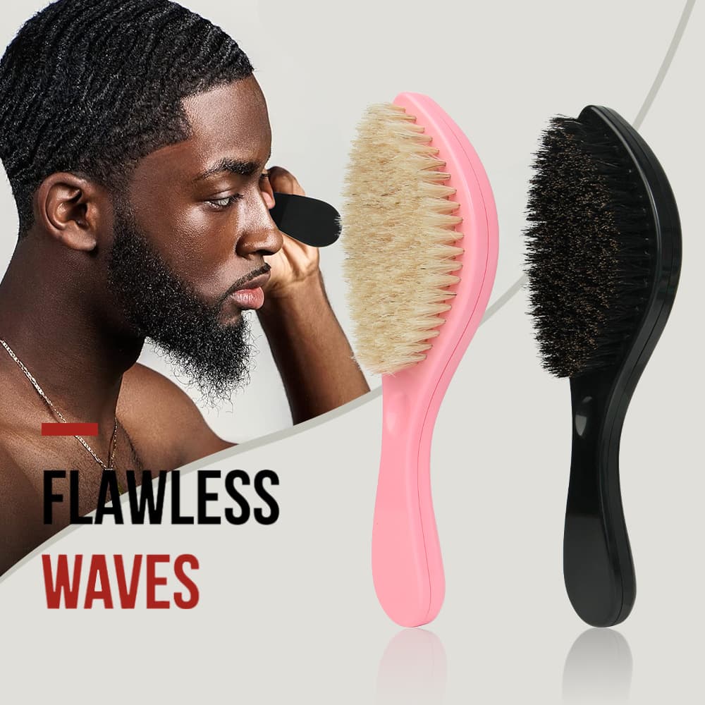 Cross-border Black Curly Hair Cleaning Brush, Oily Hair Styling Brush for Men, Beard Grooming Care Boar Bristle Mustache Brush