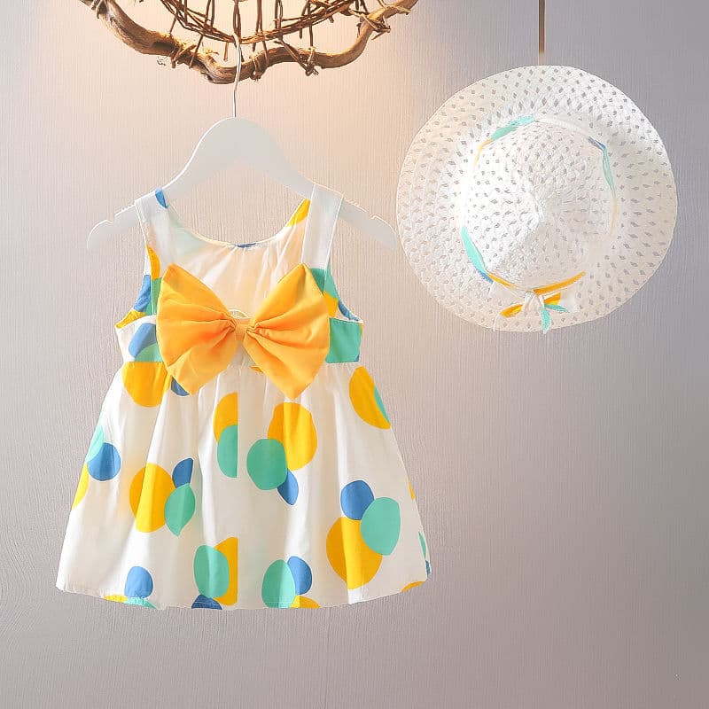 Girl Beach Dress 2025 Korean Style Girls Beach Dress Children's Sleeveless Dress Colorful Printed Skirt