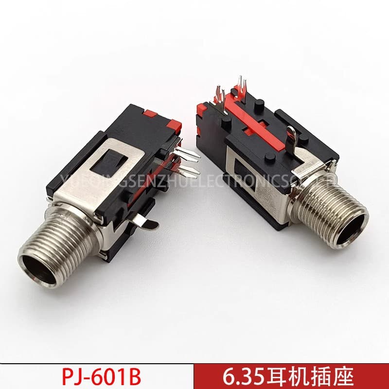6.35mm headphone socket PJ-601B dual-channel stereo audio/video microphone female socket, audio guitar socket