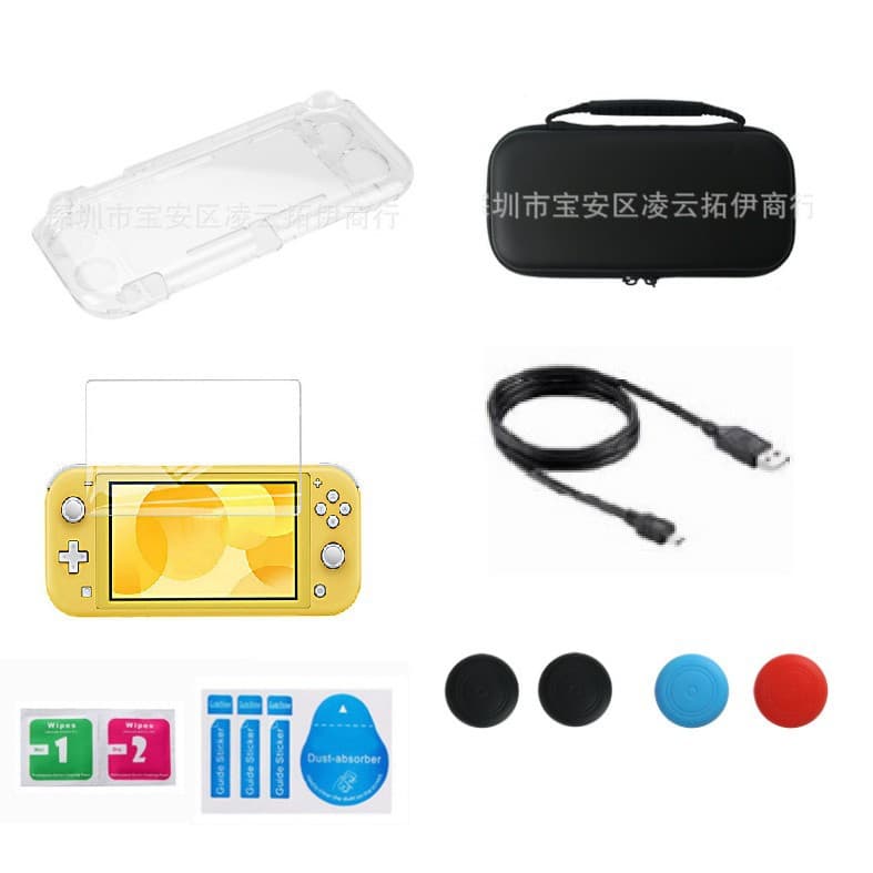 Protective Case for Nintendo Switch Lite Console, Travel Handbag, Crystal Shell, 6-in-1