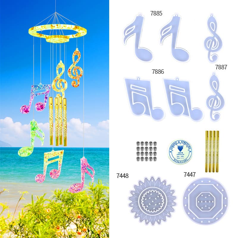 Musical note wind chime pendant glue mold diy musical note wind chime living room wall pendant decorative wind chime silicone mold