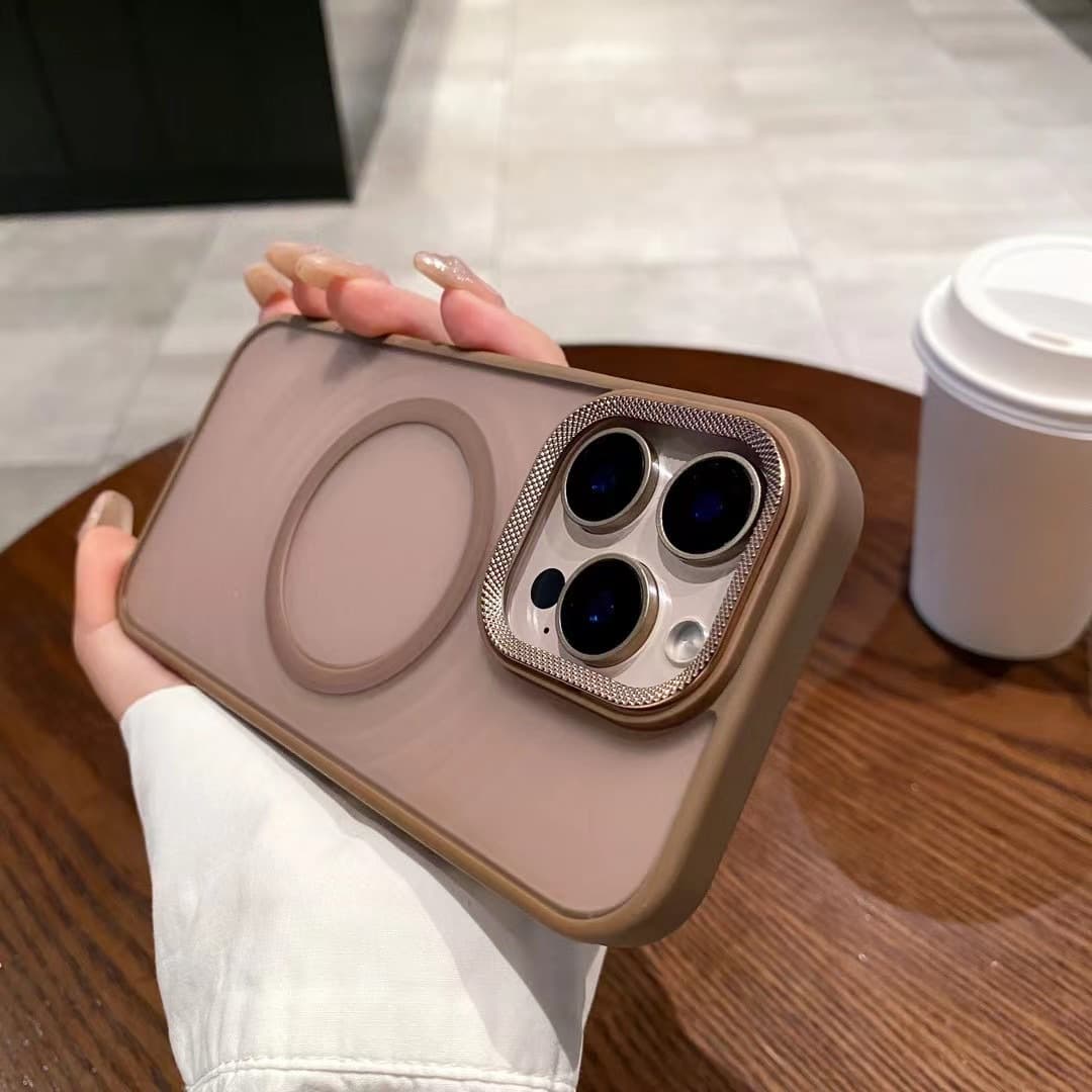 Suitable for iPhone 17 Promax diamond lens skin-like frosted phone case Apple 16 magnetic protective cover anti-fall