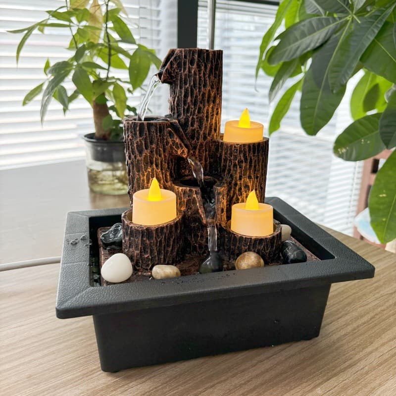 Special Price Cross-Border Certified Desktop Small Fountain Flowing Water Decoration Gift Craft Candle Holder Flowing Water Purification