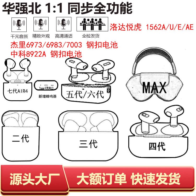 Huaqiangbei factory air4 234567 generation noise reduction pods suitable for Apple pro2 Bluetooth headset manufacturer
