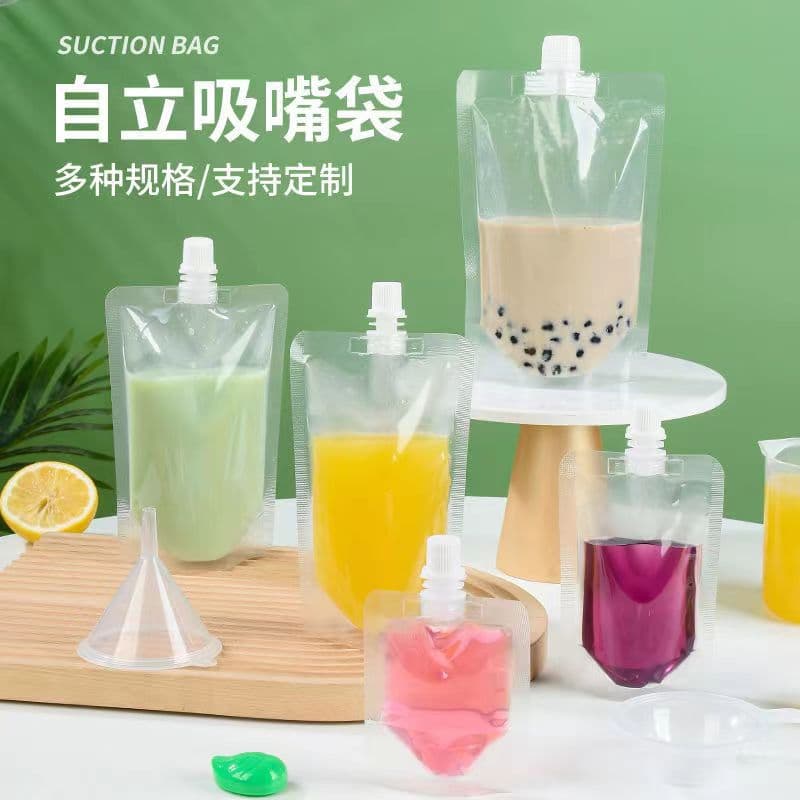 Transparent Spout Pouch Wholesale Soy Milk Bag Disposable Traditional Chinese Medicine Liquid Juice Beverage Yogurt Soup Base Bag Export Manufacturer