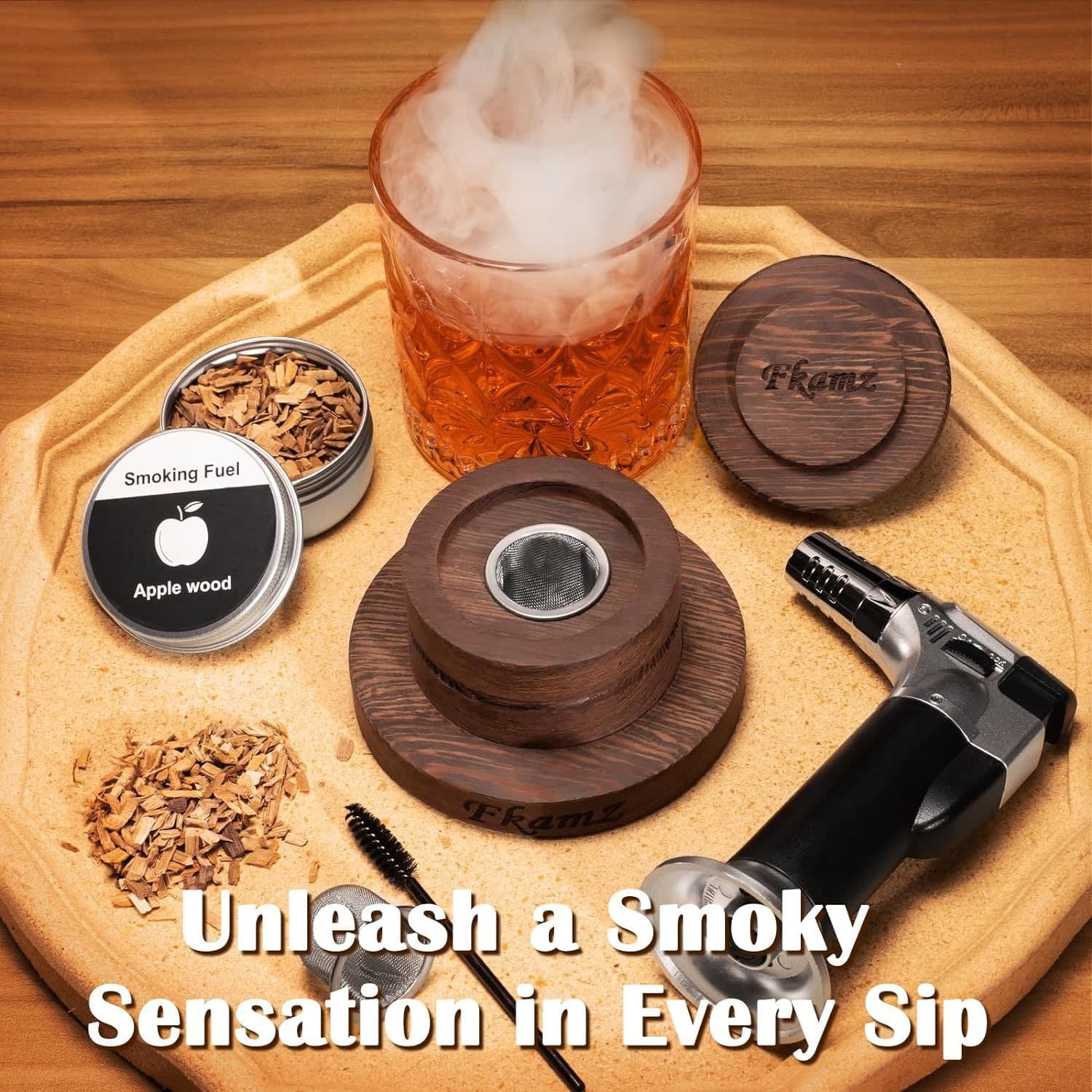 Wooden Smoker Box Solid Wood Cocktail Smoker Kit Smoker Cover Strainer Bar Bartending Smoking Wood Lid Tool
