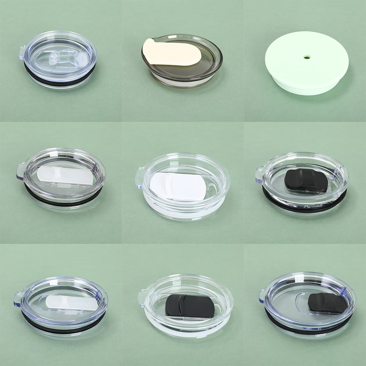 30oz egg cup silicone seal lid, luxury portable PP push-top cover, minimalist solid color plastic magnetic cap.
