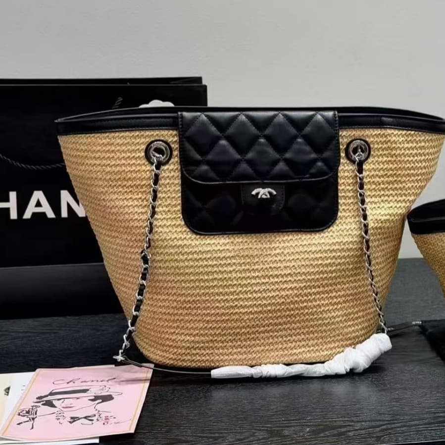 Xiaoxiangjia Large Capacity Woven Tote Bag, Underarm Shoulder Bag for Women 2026 New Fashion Vacation Style Single Shoulder Beach Bag